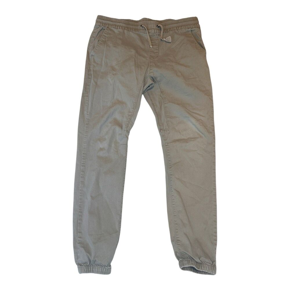 PacSun Men's Khaki Tan Jogger Pants Size Large Cotton Blend Drawstring Casual